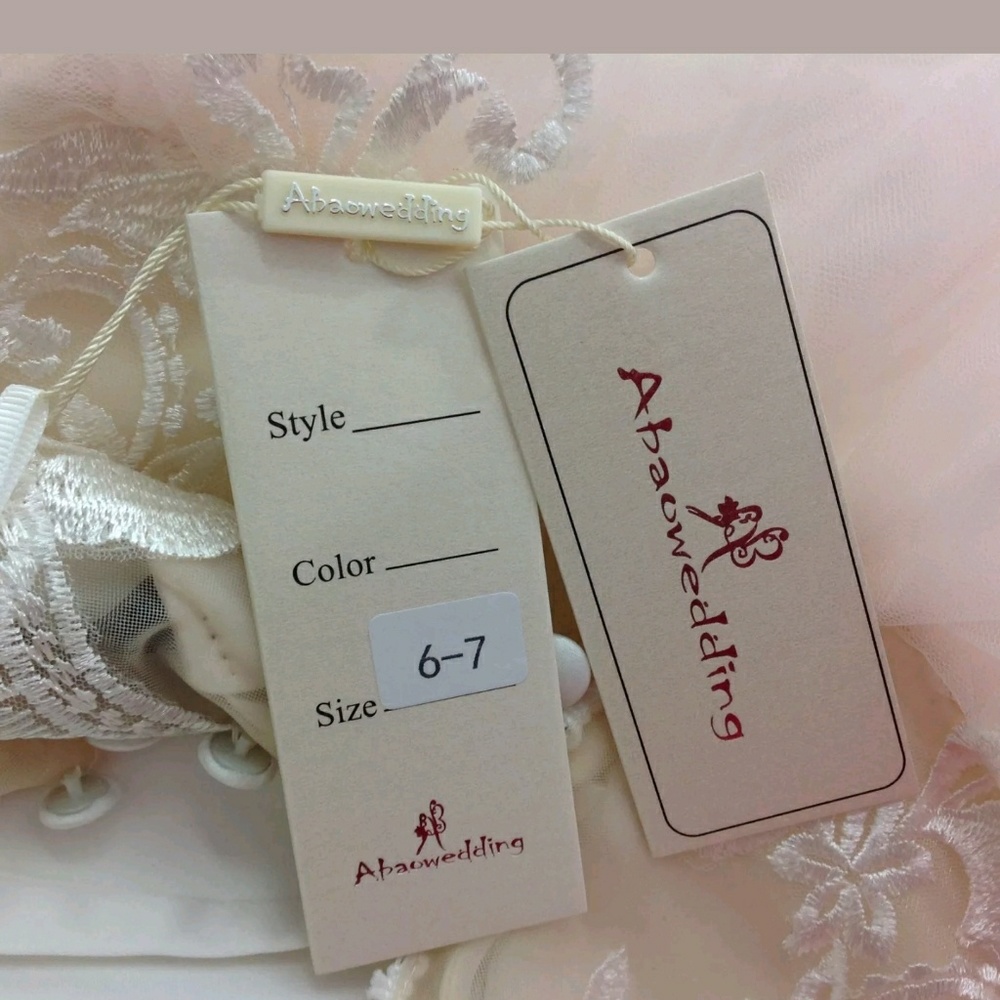 Abao Wedding Girls Dress Lace Tulle Illusion - Picture 5 of 6